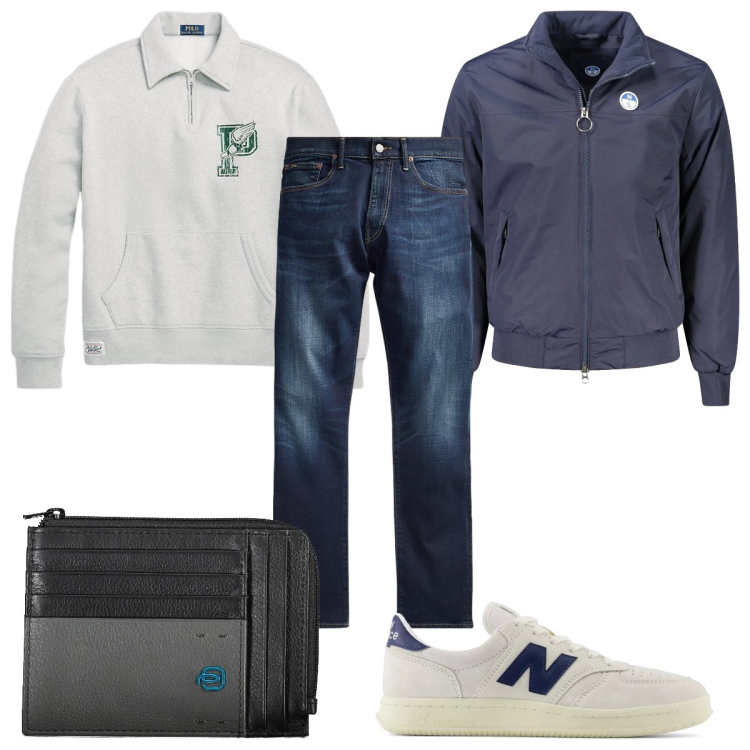 Outfit uomo - Total look #2009083. Stile Trendy per Tutti i giorni. Abbinamento con sneakers, jeans, felpe, giacche, portafogli.