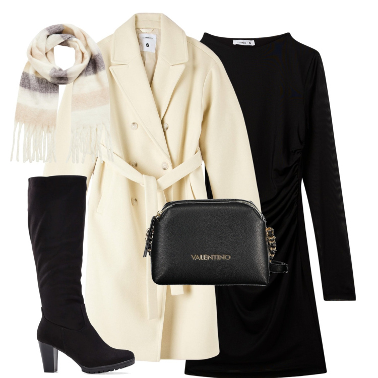 Outfit donna - City. Stile Urban per Tutti i giorni. Abbinamento con stivali, vestiti lunghi, cappotti, sciarpe, borse a tracolla.