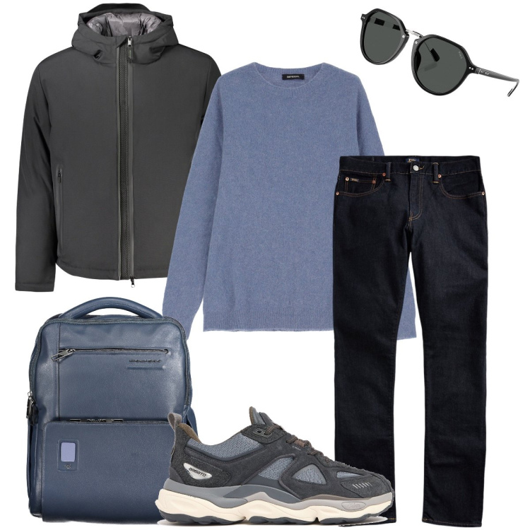 Outfit uomo - Nel weekend sono casual. Stile Casual per Tutti i giorni. Abbinamento con maglieria, jeans, occhiali da sole, sneakers, giacche, borse sportive.