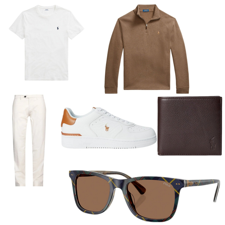 Outfit uomo - Total look #2009499. Stile Business/Elegante per Serata speciale. Abbinamento con t-shirt, sneakers, portafogli, occhiali da sole, pullovers, pantaloni.