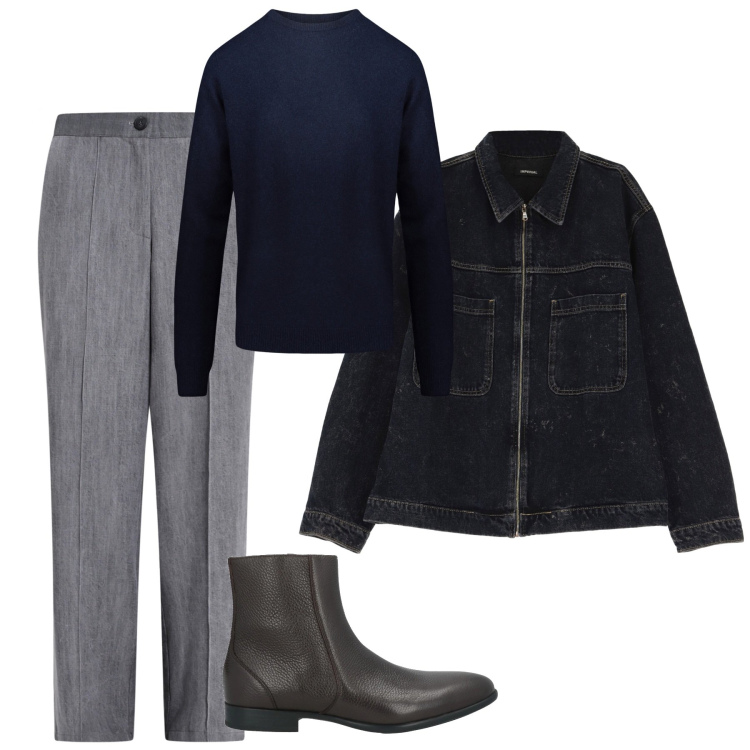 Outfit uomo - Giacca in jeans. Stile Casual per Tutti i giorni. Abbinamento con stivali e stivaletti, pantaloni, giacche, maglieria.