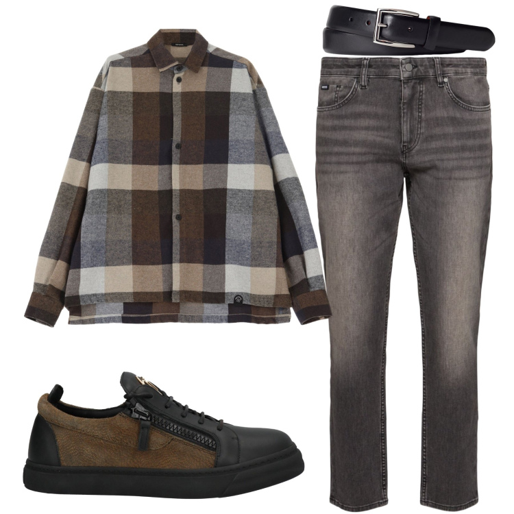 Outfit uomo - La camicia a quadri. Stile Casual per Tutti i giorni. Abbinamento con sneakers, camicie, cinture, jeans.