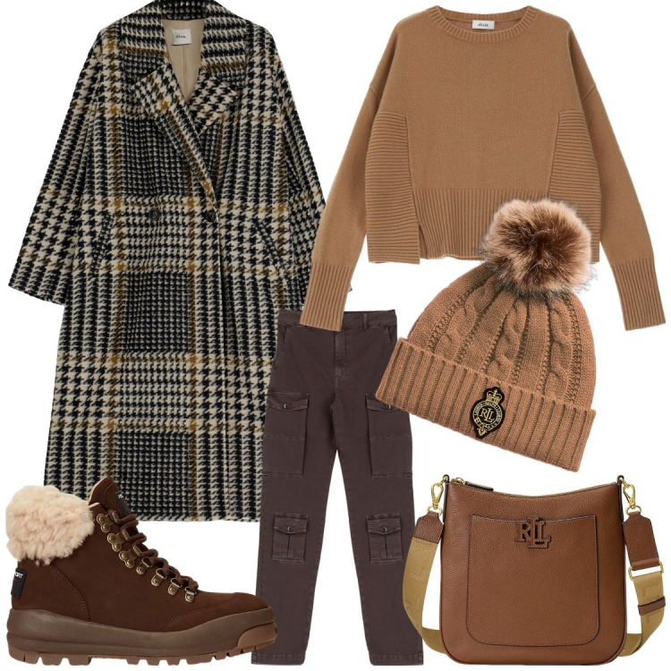 Outfit donna - Che freddo che fa. Stile Casual per Tutti i giorni. Abbinamento con pullovers, cappotti, jeans, borse a tracolla, stivaletti, berretti.