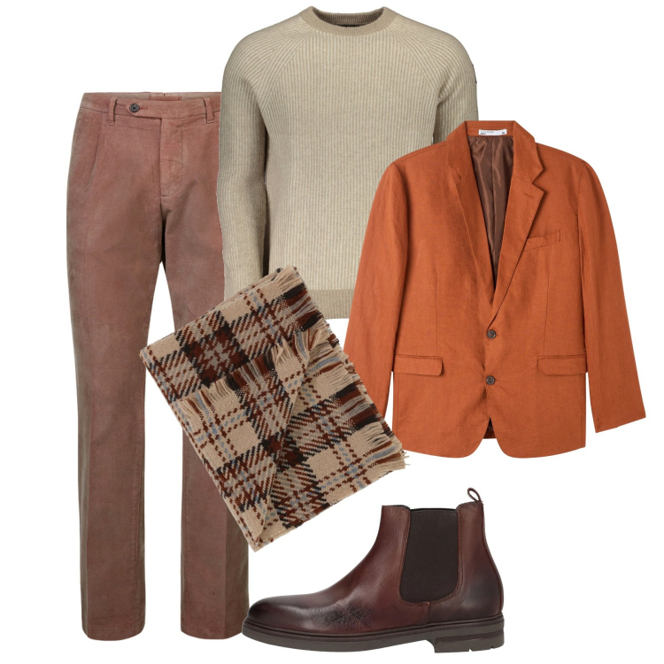 Outfit uomo - Orange november. Stile Urban per Tutti i giorni. Abbinamento con stivali e stivaletti, giacche, sciarpe, pantaloni, maglieria.