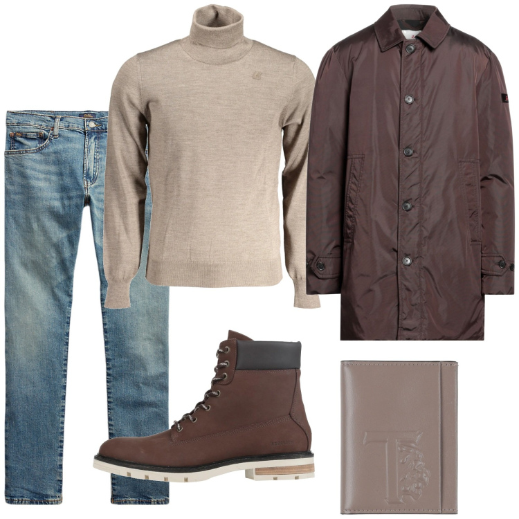 Outfit uomo - Il mio stile. Stile Trendy per Tutti i giorni. Abbinamento con stivali e stivaletti, piumini, portafogli, jeans, maglieria.