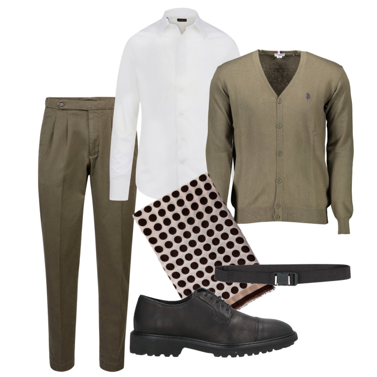 Outfit uomo - La camicia bianca. Stile Business/Elegante per Tutti i giorni. Abbinamento con scarpe stringate, cinture, sciarpe e foulard, camicie, pantaloni, cardigans.