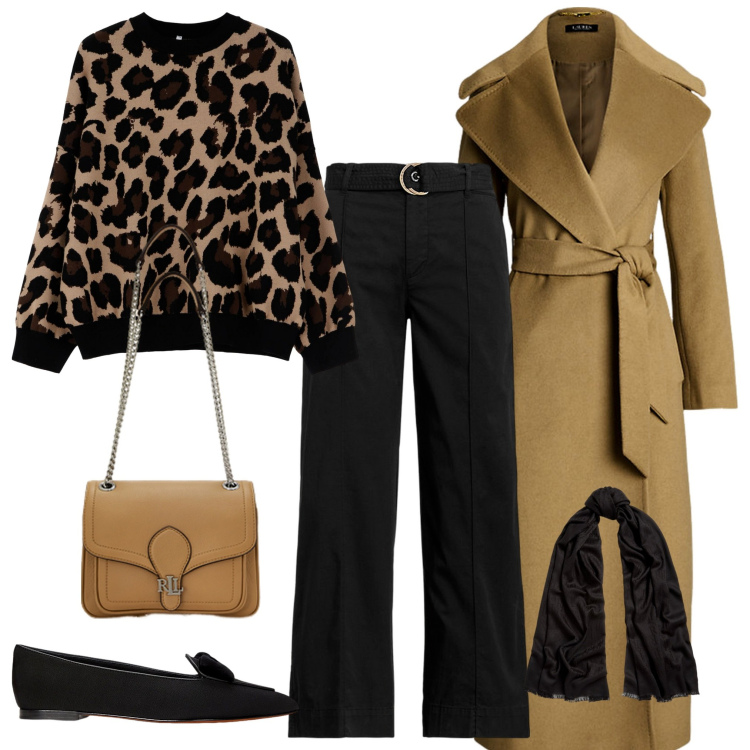 Outfit donna - Amato cappotto. Stile Casual chic per Serata fuori. Abbinamento con maglieria, borse a spalla, cappotti, pantaloni, sciarpe, mocassini.
