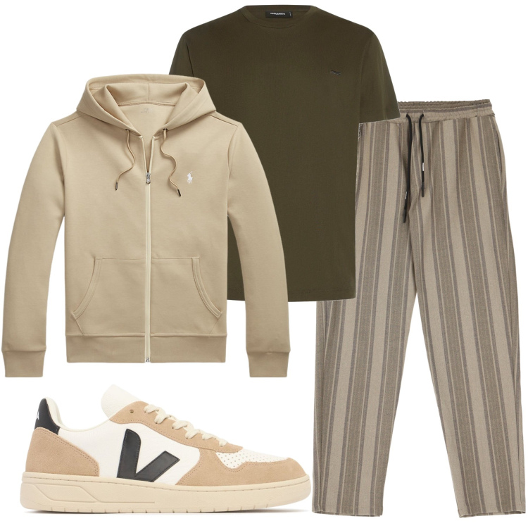 Outfit uomo - I pantaloni a righe. Stile Casual per Tutti i giorni. Abbinamento con pantaloni, felpe, t-shirt, sneakers.