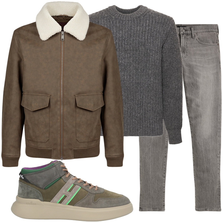 Outfit uomo - La giacca in ecopelle. Stile Casual per Tutti i giorni. Abbinamento con sneakers alte, jeans, giacche, maglieria.