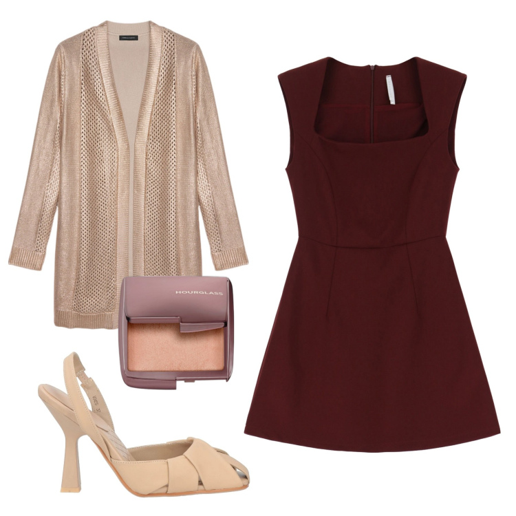 Outfit donna - Geometrico. Stile Chic per Serata fuori. Abbinamento con décolleté, terre, vestiti corti, cardigans.