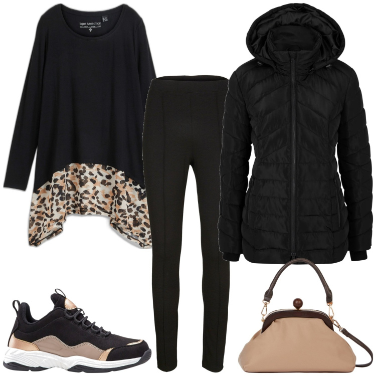Outfit donna - Total look #2009886. Stile Casual per Tutti i giorni. Abbinamento con giacche, maglieria, sneakers, pantaloni, clutch.