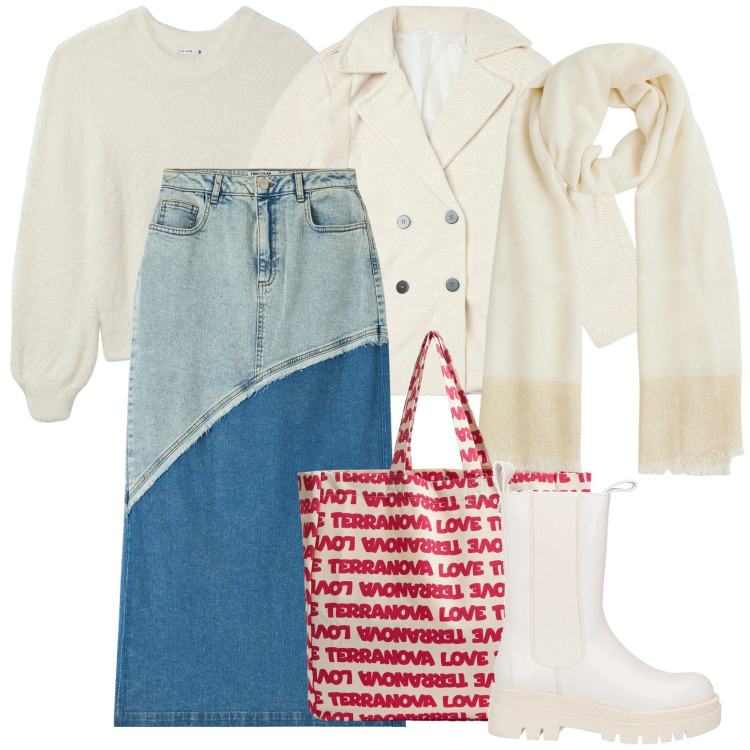 Outfit donna - Street style. Stile Trendy per Tutti i giorni. Abbinamento con stivaletti chelsea, gonne lunghe, borse tote, sciarpe, maglieria, cappotti.