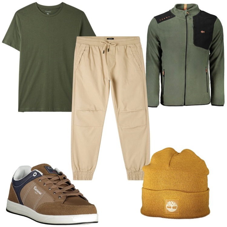 Outfit uomo - Total look #2009958. Stile Trendy per Tutti i giorni. Abbinamento con pantaloni, t-shirt, berretti, felpe, sneakers.