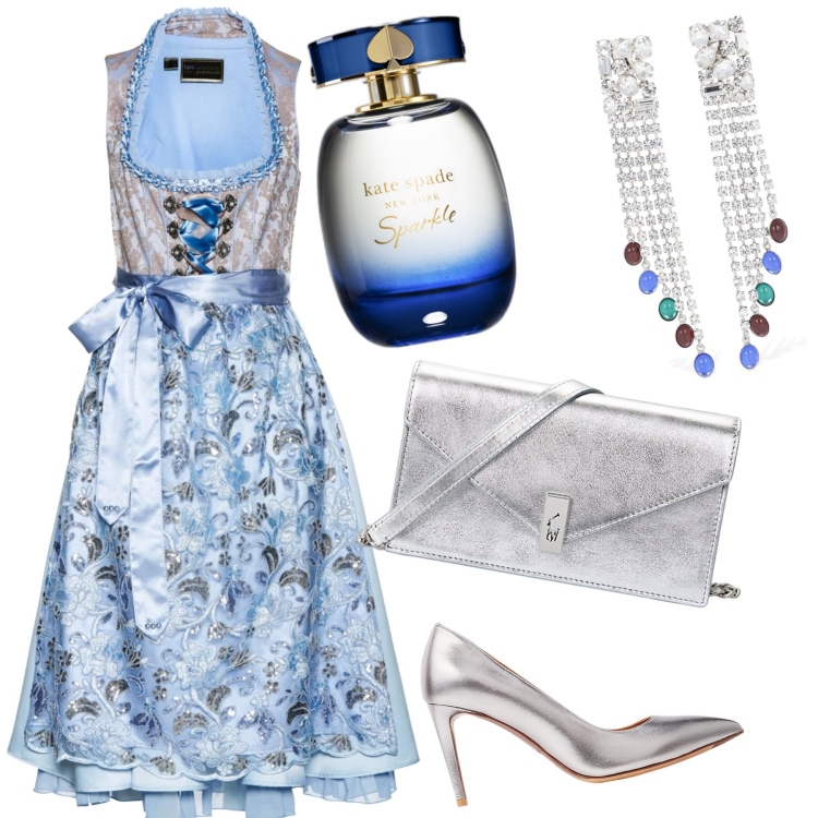 Outfit donna - Romantic. Stile Romantica per Serata fuori. Abbinamento con vestiti, profumi, décolleté, clutch, orecchini.