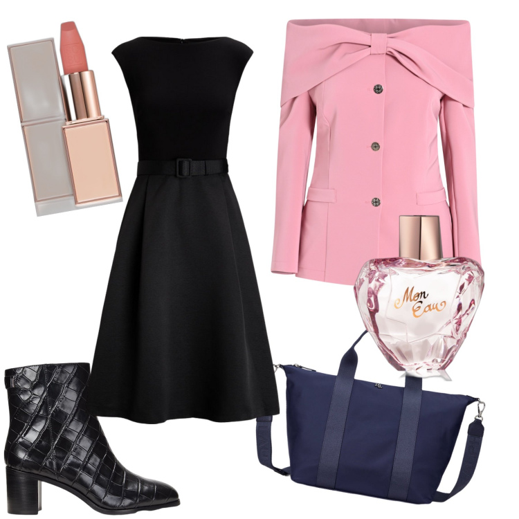 Outfit donna - Golfino bon ton. Stile Bon Ton per Ufficio. Abbinamento con profumi, rossetti, blazer, vestiti, stivaletti, borse tote.