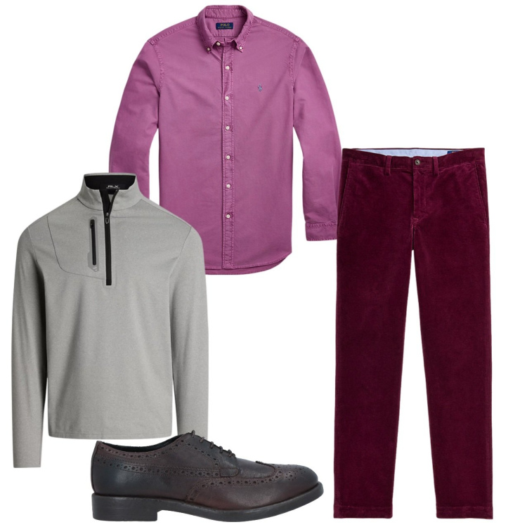 Outfit uomo - Pervinca. Stile Casual per Serata speciale. Abbinamento con scarpe stringate, pantaloni, pullovers, camicie.