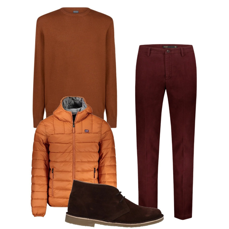 Outfit uomo - Al caldo. Stile Casual per Tutti i giorni. Abbinamento con stivali e stivaletti, pantaloni, maglieria, giacche.