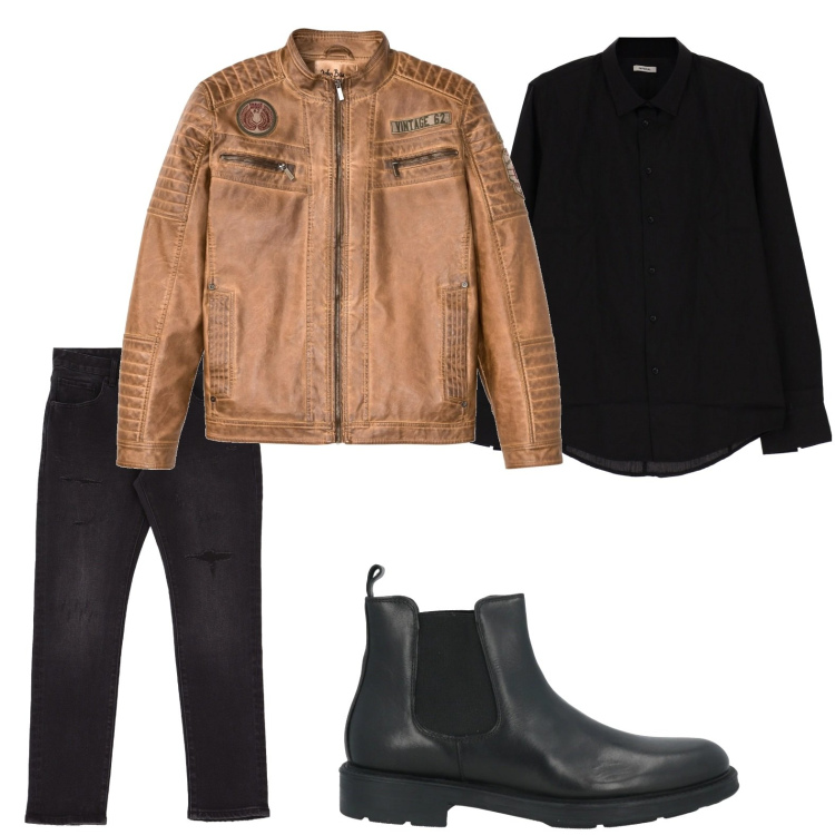 Outfit uomo - Rock urban. Stile Urban per Serata speciale. Abbinamento con giacche, stivali e stivaletti, camicie, jeans slim fit.
