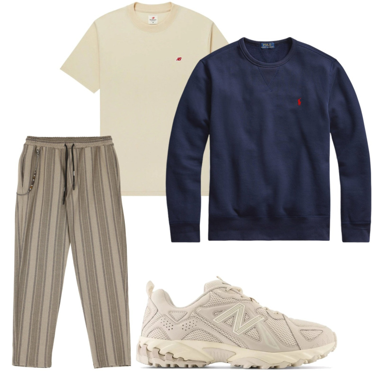 Outfit uomo - Righe orizzontali. Stile Trendy per Tutti i giorni. Abbinamento con t-shirt, sneakers, pantaloni, felpe.