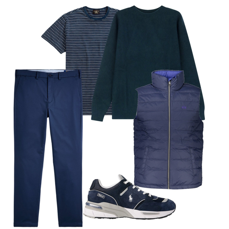 Outfit uomo - Pratico. Stile Casual per Tutti i giorni. Abbinamento con pullovers, t-shirt, pantaloni chino, sneakers, giacche.