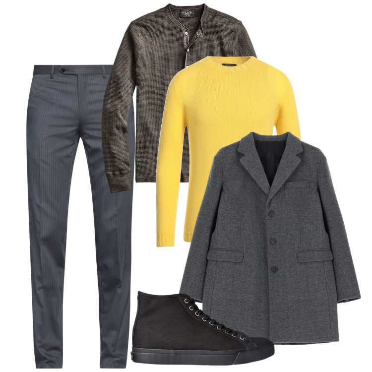 Outfit uomo - Pull solare. Stile Trendy per Serata speciale. Abbinamento con pullovers, pantaloni, cappotti, sneakers, t-shirt.