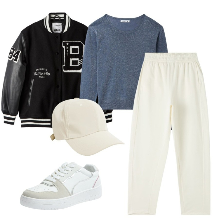Outfit donna - Terranova Black Friday. Stile Casual per Tutti i giorni. Abbinamento con pantaloni, sneakers, bomber, maglieria, cappelli.