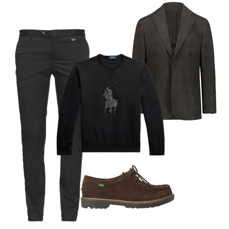 Outfit uomo - Carbone. Stile Trendy per Serata speciale. Abbinamento con pantaloni, scarpe stringate, felpe, giacche.