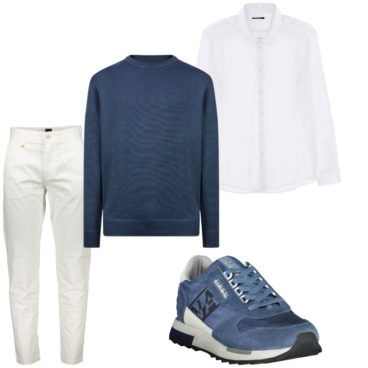 Outfit uomo - Il pull classico. Stile Urban per Tutti i giorni. Abbinamento con camicie, maglieria, sneakers, pantaloni.