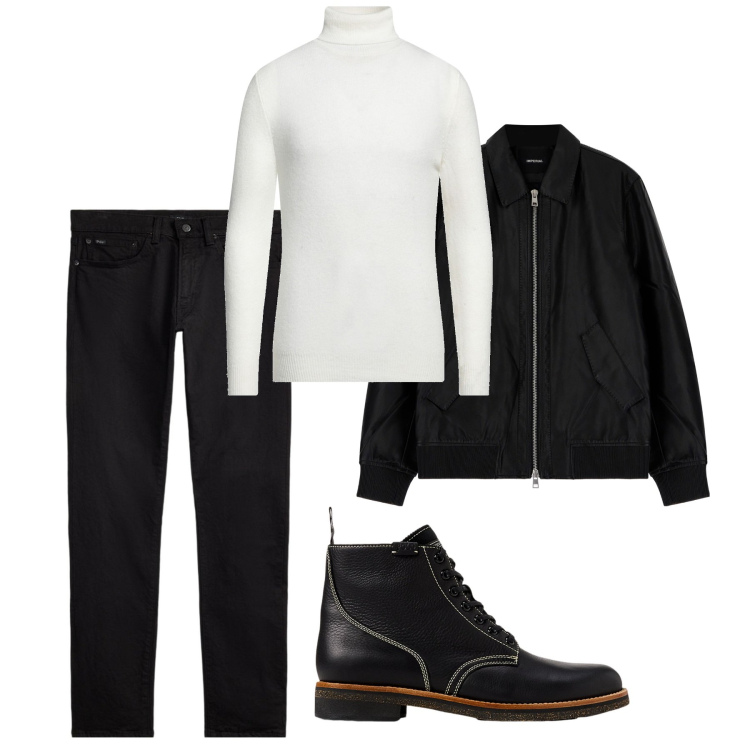 Outfit uomo - Serata. Stile Casual per Serata speciale. Abbinamento con maglieria, giacche, jeans, stivali.