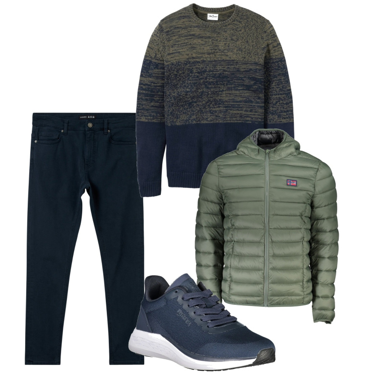 Outfit uomo - Casual. Stile Casual per Tutti i giorni. Abbinamento con maglieria, pantaloni skinny, giacche, sneakers.