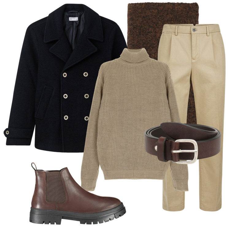 Outfit uomo - Accessori monocolor. Stile Urban per Serata speciale. Abbinamento con cappotti, maglieria, cinture, sciarpe, pantaloni, stivali.