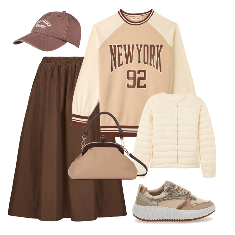 Outfit donna - Un po’ Carrie B.. Stile Glamour per Tutti i giorni. Abbinamento con felpe, piumini, cappelli, sneakers, gonne lunghe, clutch.