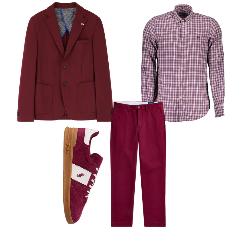 Outfit uomo - Giacca, quadretti e sneakers. Stile Casual per Ufficio. Abbinamento con giacche, pantaloni chino, sneakers, camicie.