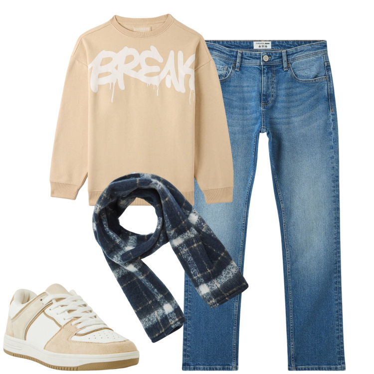 Outfit uomo - Total look #2010473. Stile Casual per Tutti i giorni. Abbinamento con jeans, sneakers, felpe, sciarpe.