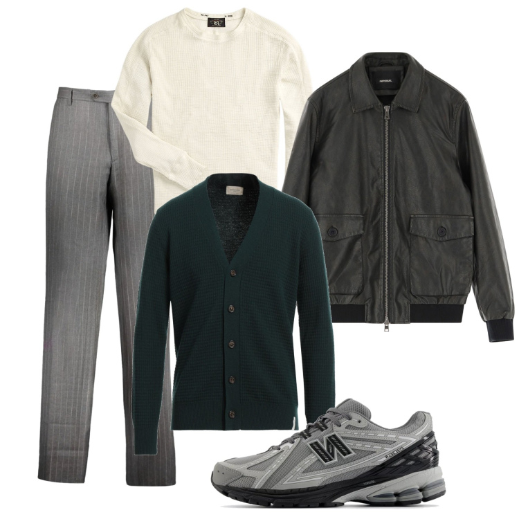 Outfit uomo - Easy look. Stile Casual per Tutti i giorni. Abbinamento con cardigans, sneakers, giacche, maglieria, pantaloni.