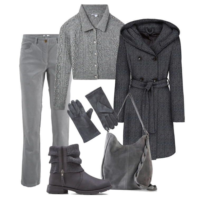 Outfit donna - Con il maglioncino che brilla !. Stile Casual per Tutti i giorni. Abbinamento con pantaloni, borse a mano, stivaletti, cappotti, cardigans, guanti.