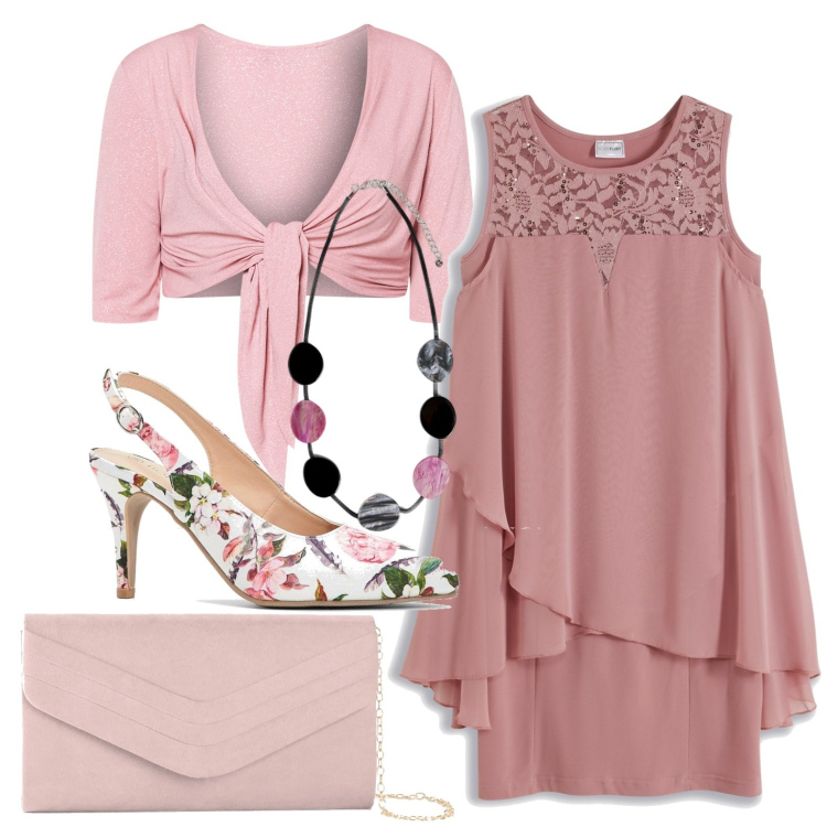 Outfit donna - Total look #2010531. Stile Chic per Serata fuori. Abbinamento con pochette, vestiti, décolleté, bolero, collane.