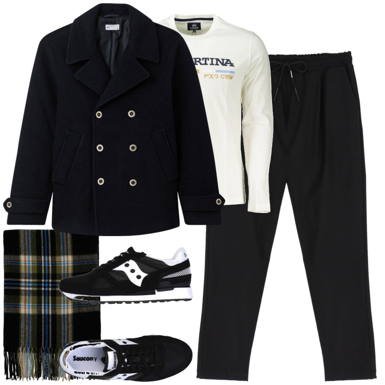 Outfit uomo - City. Stile Casual per Tutti i giorni. Abbinamento con sneakers, cappotti, pantaloni, sciarpe, t-shirt.