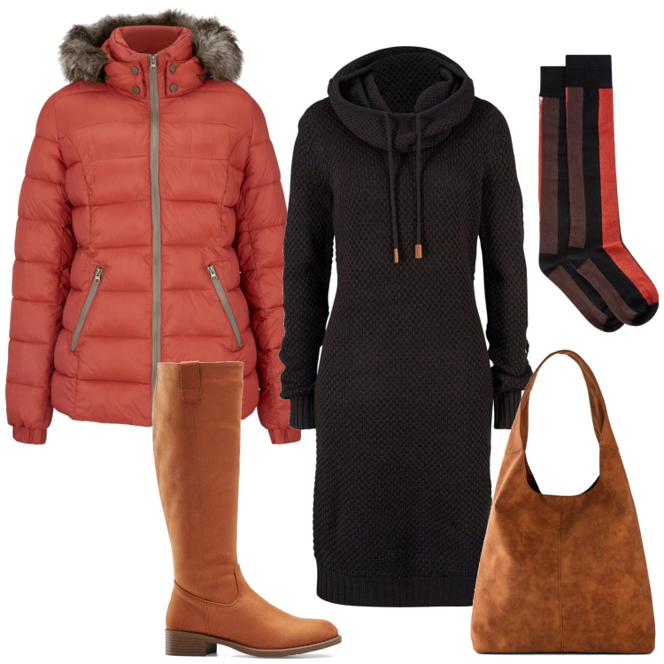 Outfit donna - Calza donna parigina. Stile Casual per Tutti i giorni. Abbinamento con stivali, vestiti, piumini, shopping bag, collant.