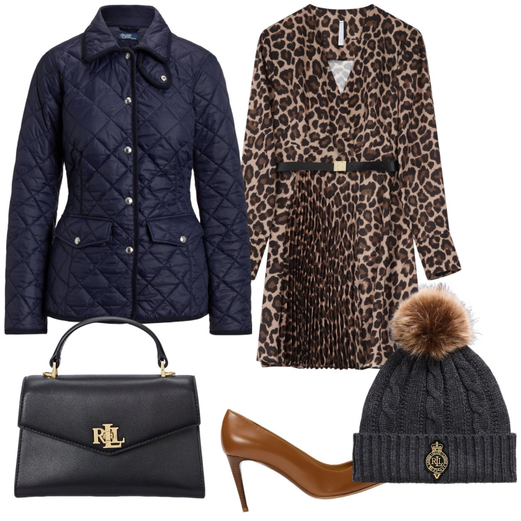 Outfit donna - Al caldo senza rinunciare al glamour. Stile Urban per Ufficio. Abbinamento con vestiti, décolleté, borse a mano, giacche, berretti.