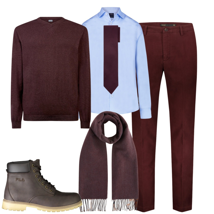 Outfit uomo - Accessori monocolore. Stile Trendy per Tutti i giorni. Abbinamento con pantaloni, maglieria, camicie, cravatte, stivali, sciarpe.