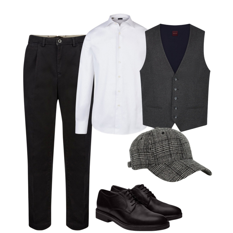Outfit uomo - Total look #2010602. Stile Business/Elegante per Tutti i giorni. Abbinamento con cappelli, scarpe stringate, camicie, pantaloni, gilet.