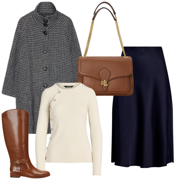 Outfit donna - Mio amato cappotto. Stile Bon Ton per Tutti i giorni. Abbinamento con gonne, maglieria, stivali, borse a spalla, cappotti.