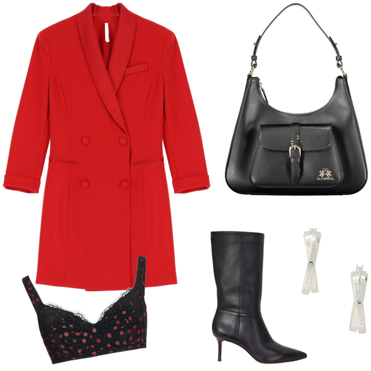 Outfit donna - Il robemanteau. Stile Urban per Ufficio. Abbinamento con bralette, vestiti corti, stivali, orecchini, borse a spalla.