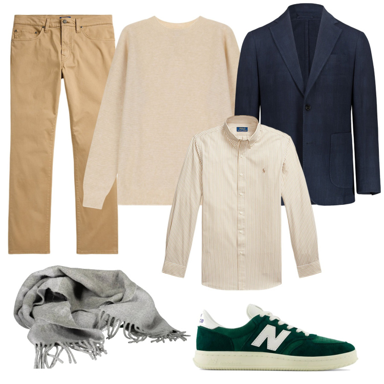 Outfit uomo - Wenders. Stile Trendy per Ufficio. Abbinamento con sneakers, pullovers, pantaloni, camicie, giacche, sciarpe.