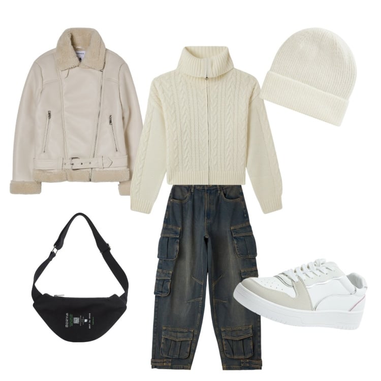 Outfit donna - Comoda ma con stile. Abbinamento con cardigans, blazer, jeans, marsupi, sneakers, berretti.