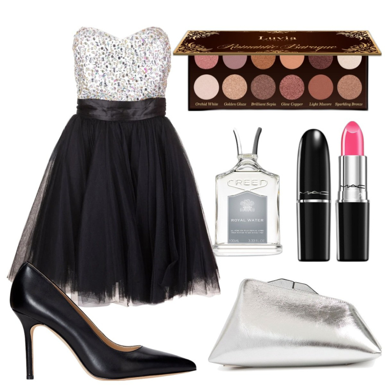 Outfit donna - #event. Stile Glamour per Serata fuori. Abbinamento con rossetti, profumi, ombretti, vestiti corti, décolleté, pochette.