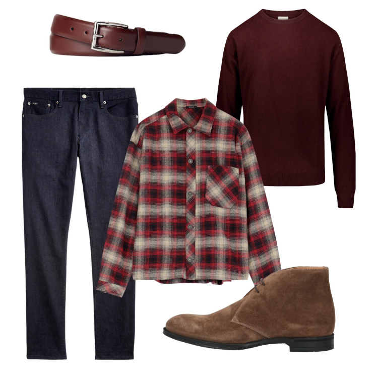 Outfit uomo - Tartan je t\'adore. Stile Casual per Tutti i giorni. Abbinamento con stivali e stivaletti, camicie, cinture, jeans, maglieria.