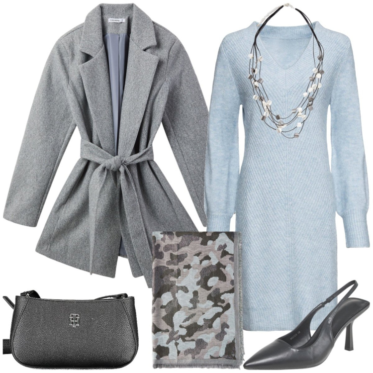 Outfit donna - In maglia. Stile Bon Ton per Tutti i giorni. Abbinamento con vestiti, cappotti, décolleté, collane, sciarpe, borse a tracolla.