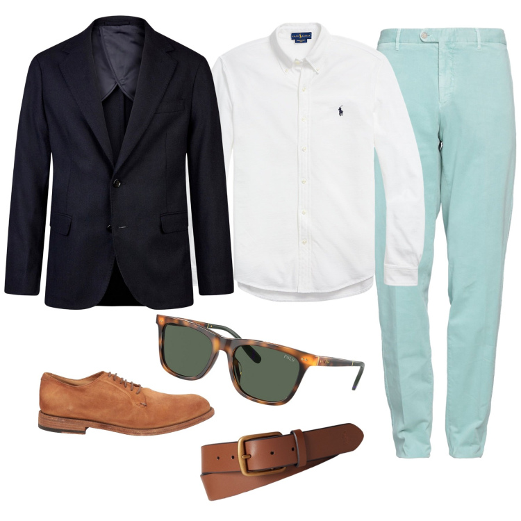 Outfit uomo - Planet. Stile Business/Elegante per Cerimonia. Abbinamento con pantaloni, scarpe stringate, camicie, cinture, occhiali da sole, giacche.